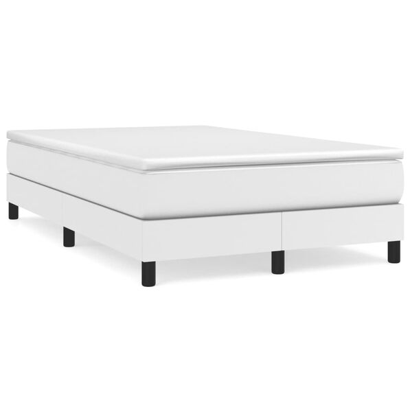 vidaXL Cama box spring con colch&oacute;n cuero sint&eacute;tico blanco 120x200 cm