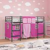 vidaXL Estructura de Cama Alta para Ni&ntilde;os con Cortinas Negro y Rosa