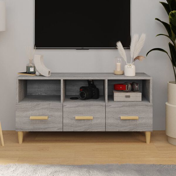 vidaXL Mueble para TV madera contrachapada gris Sonoma 102x36x50 cm