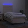 vidaXL Cama box spring colch&oacute;n y luces LED tela color crema 90x190 cm