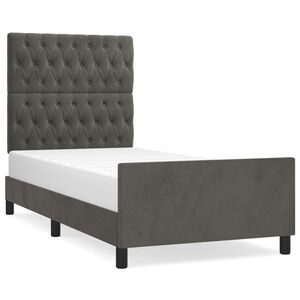 vidaXL Estructura de cama sin colch&oacute;n terciopelo gris oscuro 100x200cm