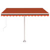 vidaXL Toldo manual retr&aacute;ctil con luz LED naranja y marr&oacute;n 300x250 cm
