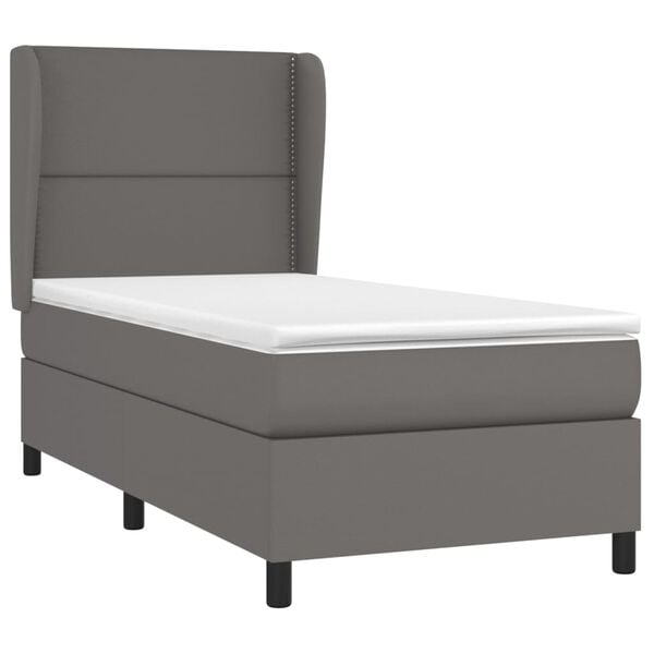 vidaXL Cama box spring con colch&oacute;n cuero sint&eacute;tico gris 80x200 cm
