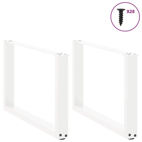 vidaXL Patas para mesa de centro en forma de U (2 unidades), color blanco, 70 x (42-43) cm, acero