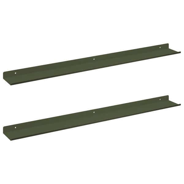 vidaXL Estante flotante 2 pcs Verde Oliva 80 x 9 x 2,5 cm Acero