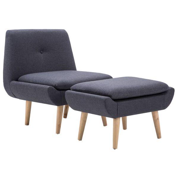 vidaXL Sillón con reposapiés tapizada de tela gris oscuro