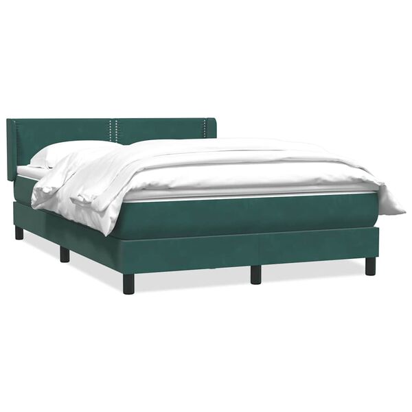 vidaXL Cama box spring con colch&oacute;n terciopelo verde oscuro 160x220 cm