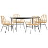 vidaXL Juego de comedor jard&iacute;n 5 piezas rat&aacute;n sint&eacute;tico marr&oacute;n