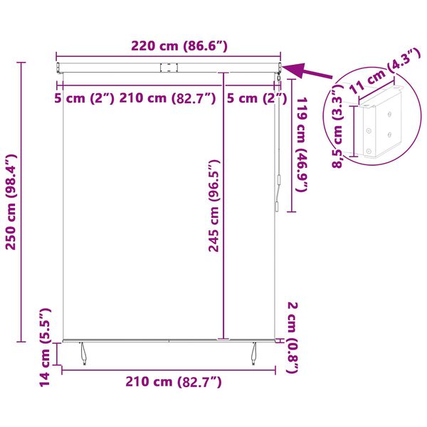 vidaXL Estor enrollable Amarillo y Azul 200 x 250 cm Tela y Aluminio