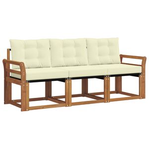 vidaXL Conjunto de sof&aacute;s de exterior 3 uds. Natural y Crema