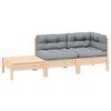 vidaXL Juego muebles jard&iacute;n 3 pzas con cojines gris madera pino maciza