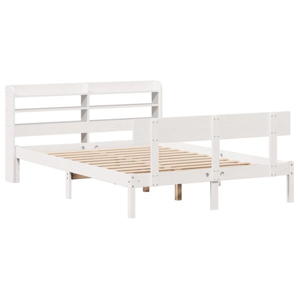 vidaXL Estructura de cama sin colch&oacute;n madera de pino blanco 135x190 cm