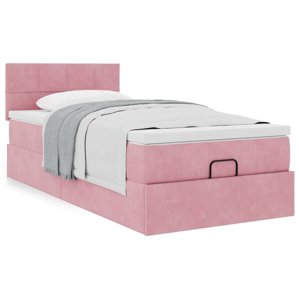 vidaXL Estructura de cama otomana colch&oacute;n terciopelo rosa 100x200cm
