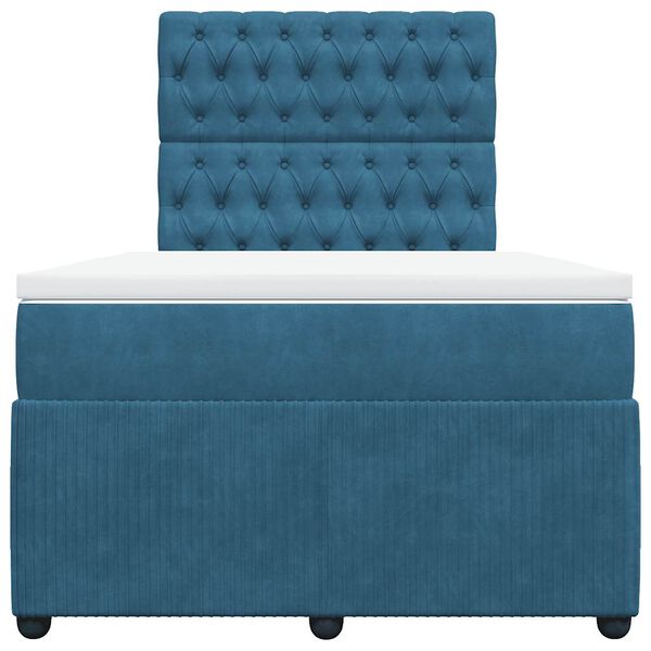 vidaXL Cama box spring con colch&oacute;n terciopelo azul oscuro 120x190 cm