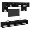 vidaXL Unidades de TV de Pared con LED 6 pcs Roble Negro