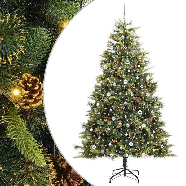 vidaXL &Aacute;rbol de Navidad artificial con ramas plegables y conos 240 cm