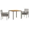 vidaXL Conjunto de Comedor de Jard&iacute;n 3 pcs Gris rat&aacute;n sint&eacute;tico