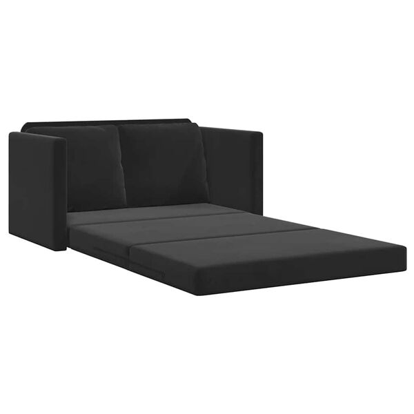 vidaXL Sof&aacute; cama de suelo 2 en 1 terciopelo negro 122x204x55 cm