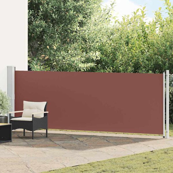 vidaXL Toldo lateral retr&aacute;ctil para patio marr&oacute;n 140x600 cm