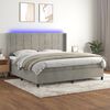 vidaXL Cama box spring colch&oacute;n y LED terciopelo gris claro 200x200 cm