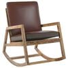 vidaXL Silla mecedora de cuero aut&eacute;ntico y madera mango maciza marr&oacute;n