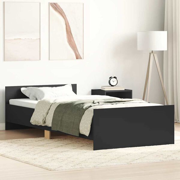 vidaXL Estructura de cama madera de ingenier&iacute;a negra 75x190 cm