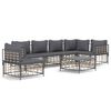 vidaXL Set muebles de jard&iacute;n 7 pzas y cojines rat&aacute;n PE gris antracita