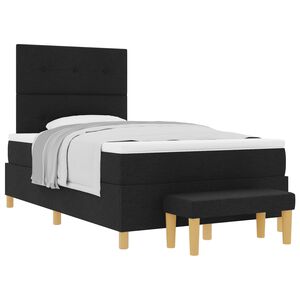 vidaXL Cama tipo Box Spring con cabecera Negro 190 x 120 cm tela