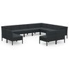 vidaXL Set de muebles de jard&iacute;n 12 pzas cojines rat&aacute;n sint&eacute;tico negro