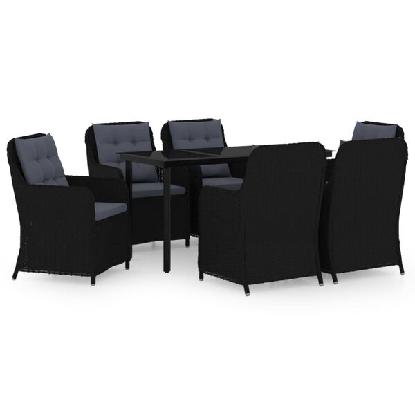 vidaXL Juego de comedor para jard&iacute;n 7 piezas negro