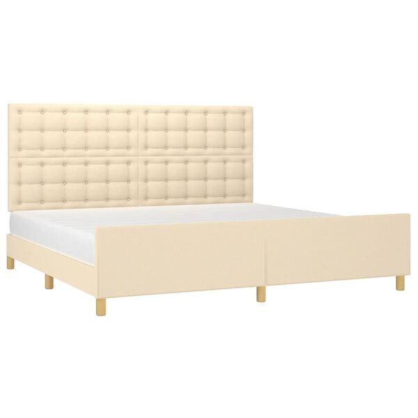 vidaXL Cama sin colch&oacute;n tela color crema 200x200 cm