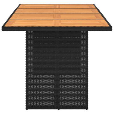 vidaXL Mesa de jardín superficie de madera ratán PE negro 190x80x74 cm