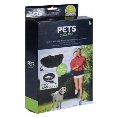 Pets Collection Correa para perro con cinturón de cadera grande negro