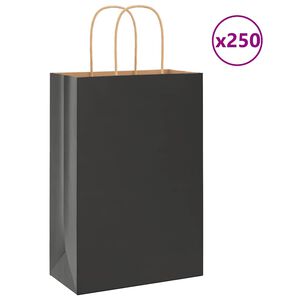 vidaXL Bolsas de papel con asas 250 uds negra 21x11x31 cm