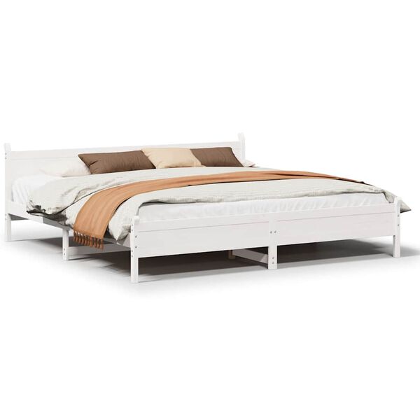 vidaXL Estructura de cama sin colch&oacute;n madera maciza blanca 200x200 cm