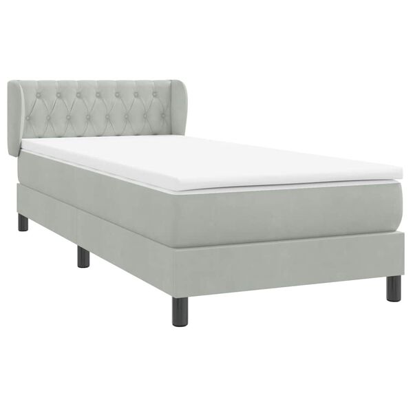 vidaXL Cama box spring con colch&oacute;n terciopelo gris claro 100x220 cm