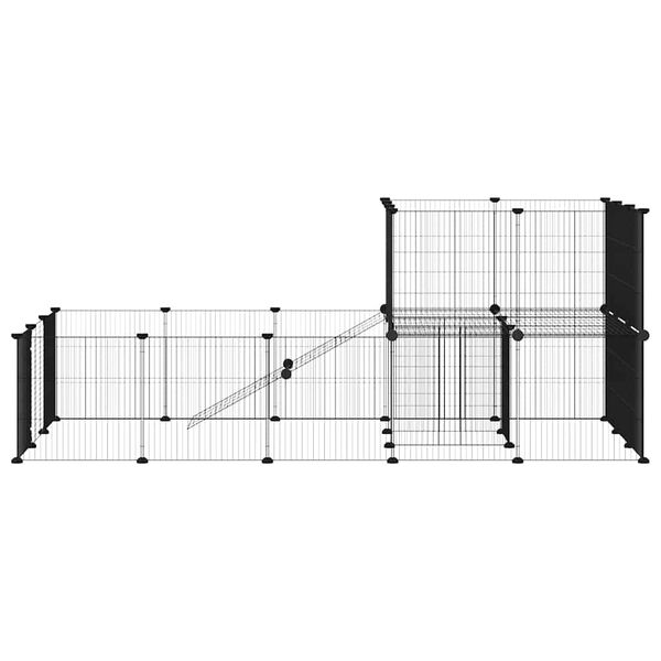 vidaXL Jaula para mascotas de 36 paneles puerta acero negro 35x35 cm