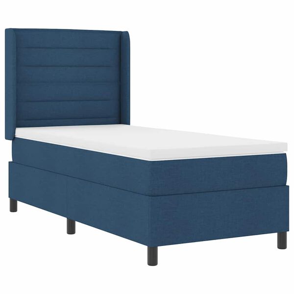 vidaXL Cama tipo Box Spring con colch&oacute;n Azul 90 x 190 cm tela
