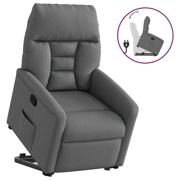 vidaXL Sill&oacute;n reclinable elevable de tela gris oscuro