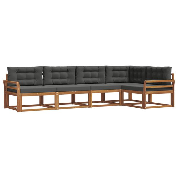 vidaXL Conjunto de sof&aacute;s de exterior 5 pcs Natural y Antracita