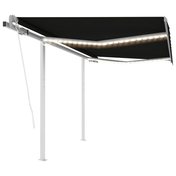 vidaXL Toldo autom&aacute;tico con LED y sensor de viento antracita 3x2,5 m