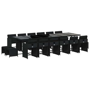 vidaXL Set de muebles jard&iacute;n 17 pzas con cojines rat&aacute;n sint&eacute;tico negro