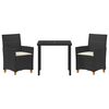 vidaXL Conjunto de Comedor de Jard&iacute;n 3 pcs Negro rat&aacute;n sint&eacute;tico