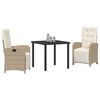 vidaXL Conjunto de Comedor de Jard&iacute;n 3 pcs Beige rat&aacute;n sint&eacute;tico