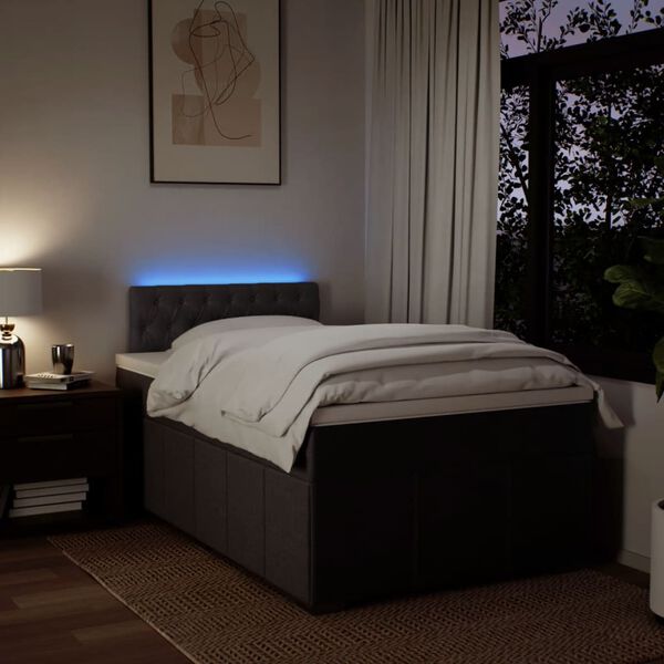 vidaXL Cama box spring con colch&oacute;n tela marr&oacute;n oscuro 120x190 cm