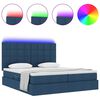 vidaXL Cama con tira de luces LED con cabecera Azul 180 x 200 cm tela