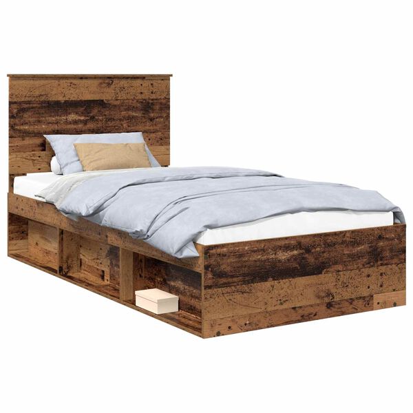 vidaXL Estructura de cama con cabecera Madera vieja 100 x 200 cm