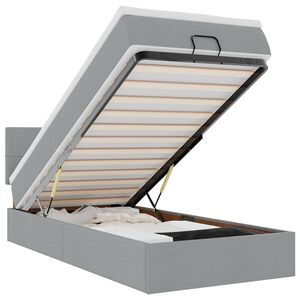 vidaXL Cama otomana con colch&oacute;n gris claro 90x200 cm tela