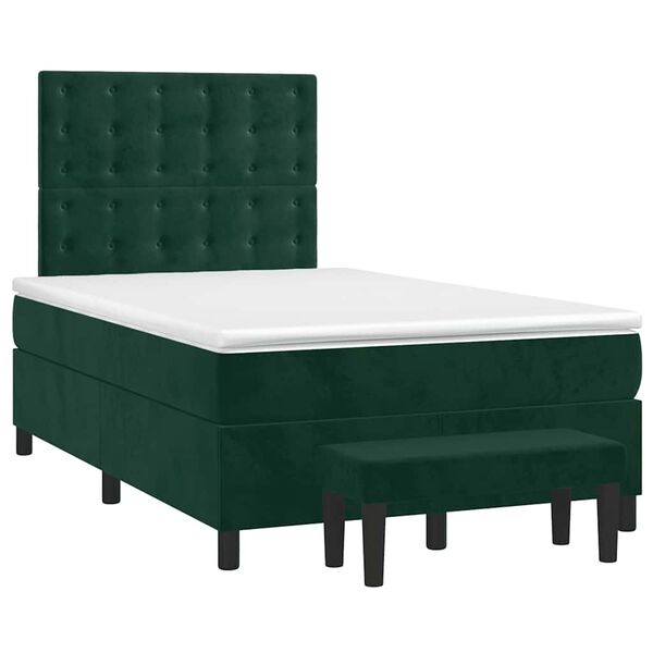 vidaXL Cama box spring con colch&oacute;n terciopelo verde oscuro 120x200 cm