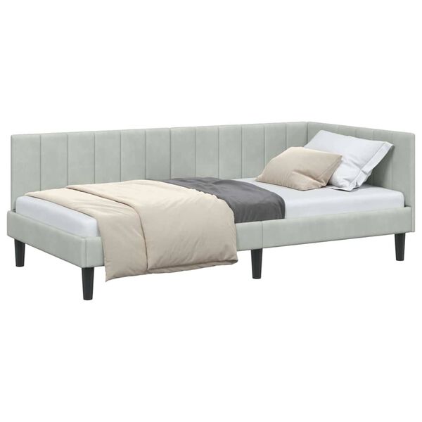 vidaXL Estructura de cama en esquina Gris Claro 100 cm x 200 cm